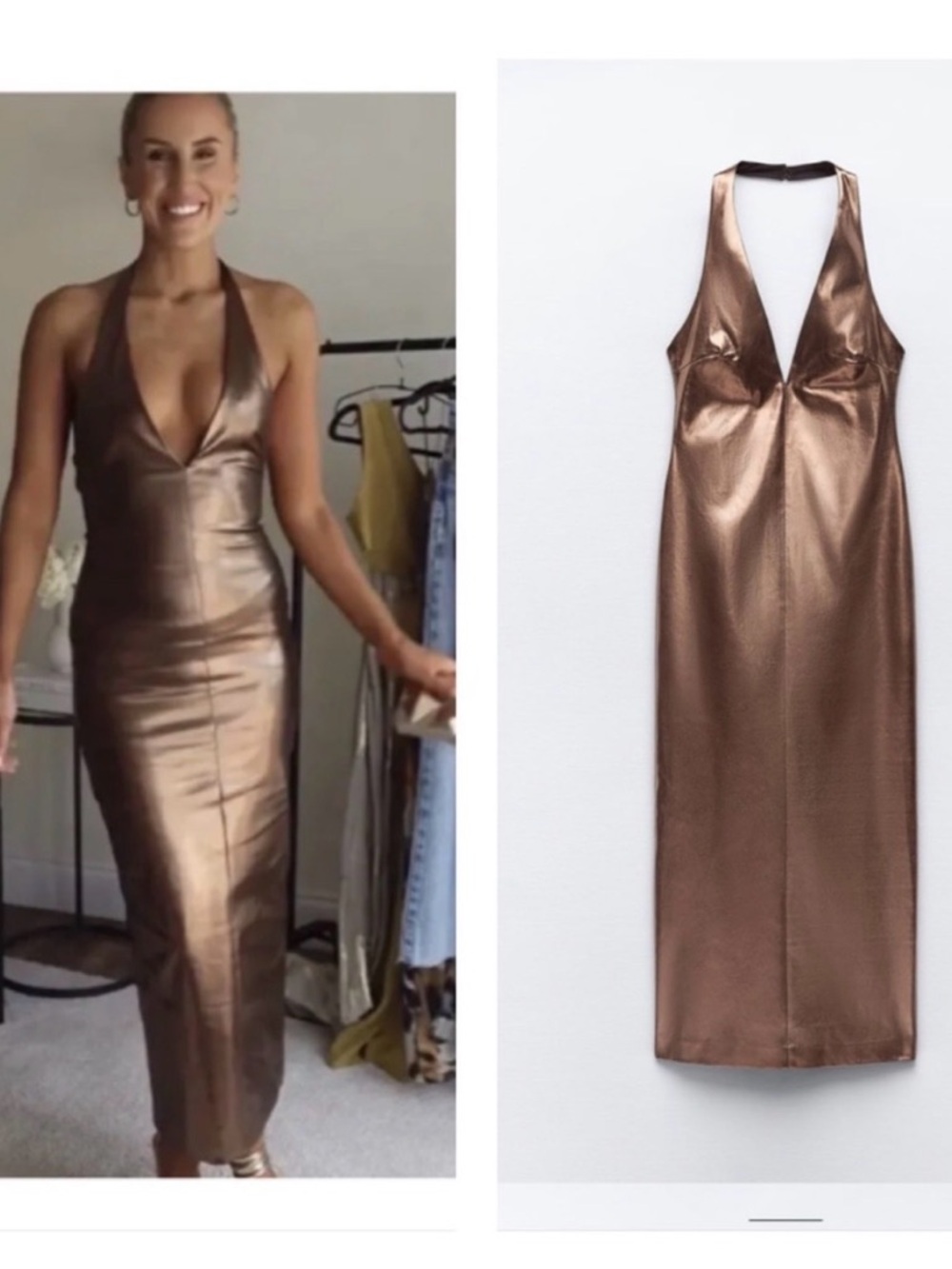 NWT zara • metallic dress size S